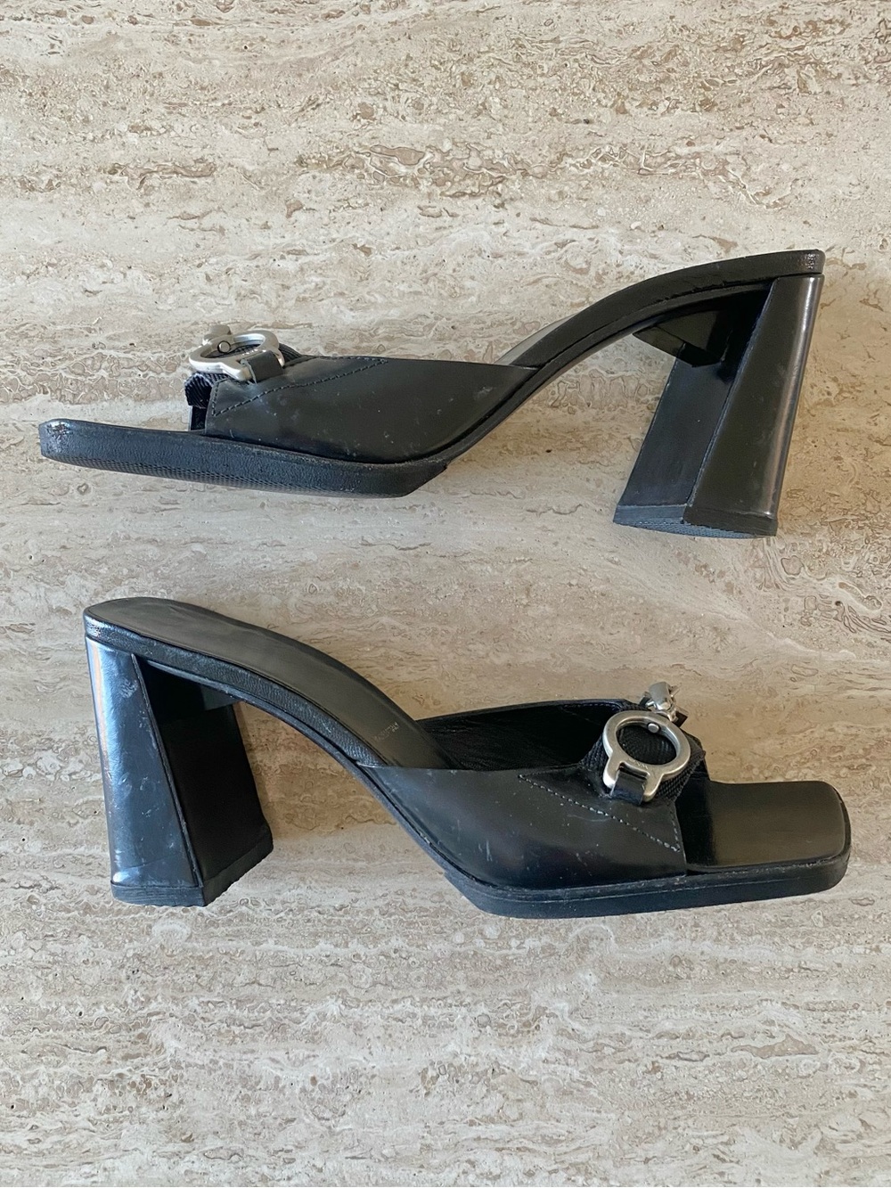Vintage Prada Clasp Mule Block Heel Sandals - Picture 3 of 8